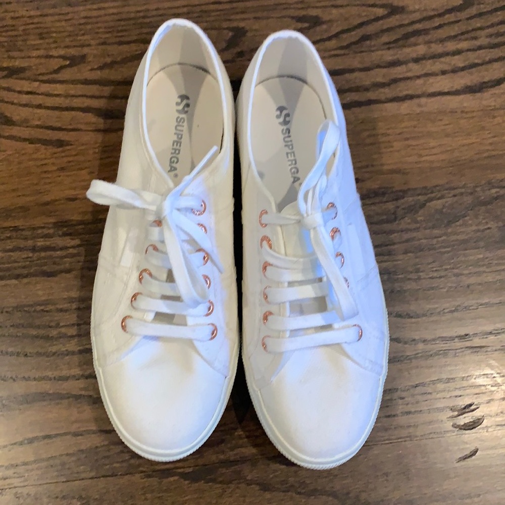 Superga White with Rose Gold Eyelets